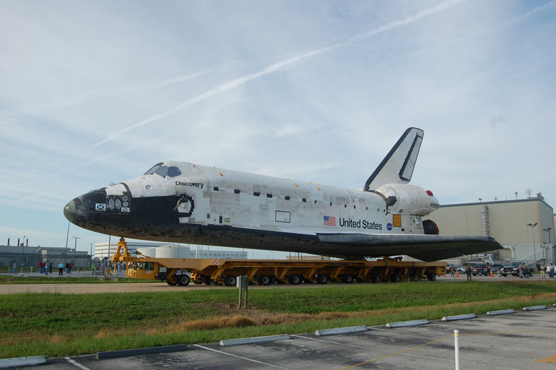 Space Shuttle Discovery Leaves Hangar for Final Spaceflight